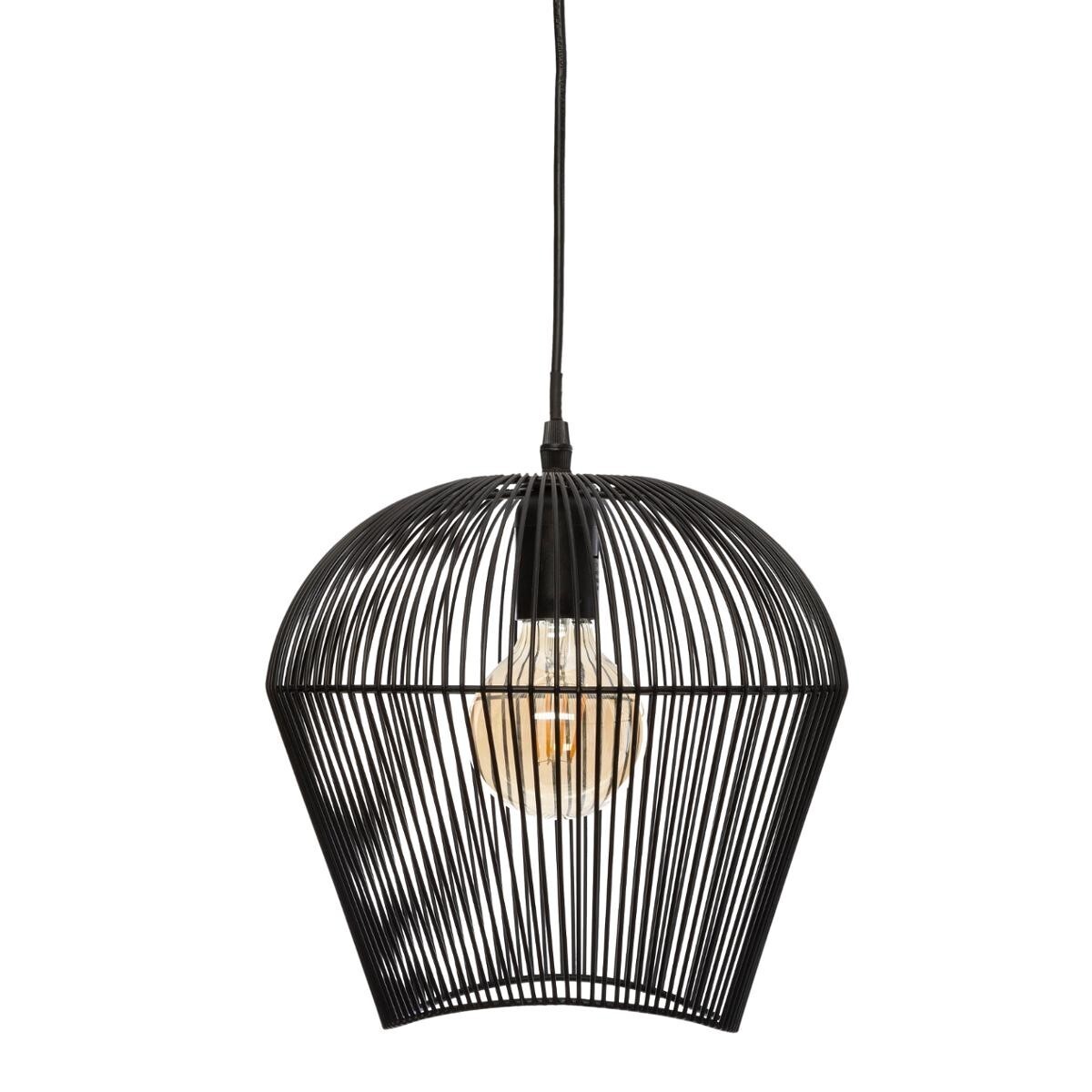 Wire suspension lamp "Jena" Black metal, D.26 cm