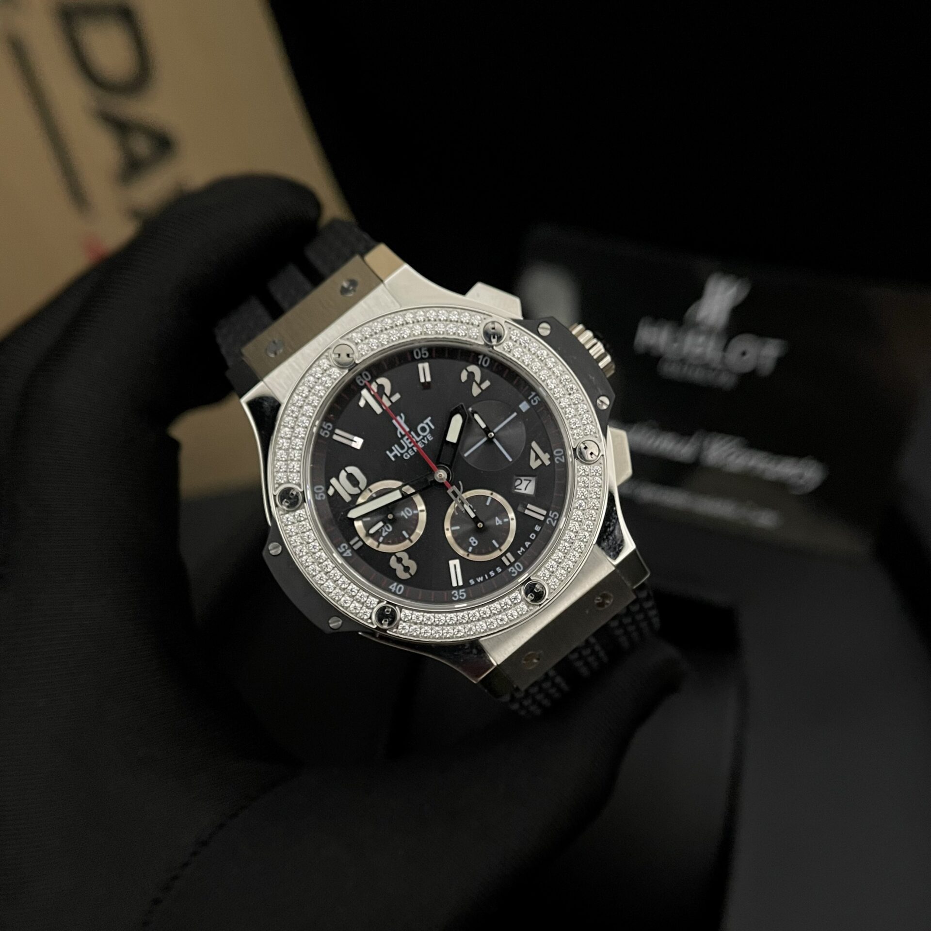 Hublot Big Bang Men s High Quality Replica Diamond Watch Rubber Strap 44mm - Top club
