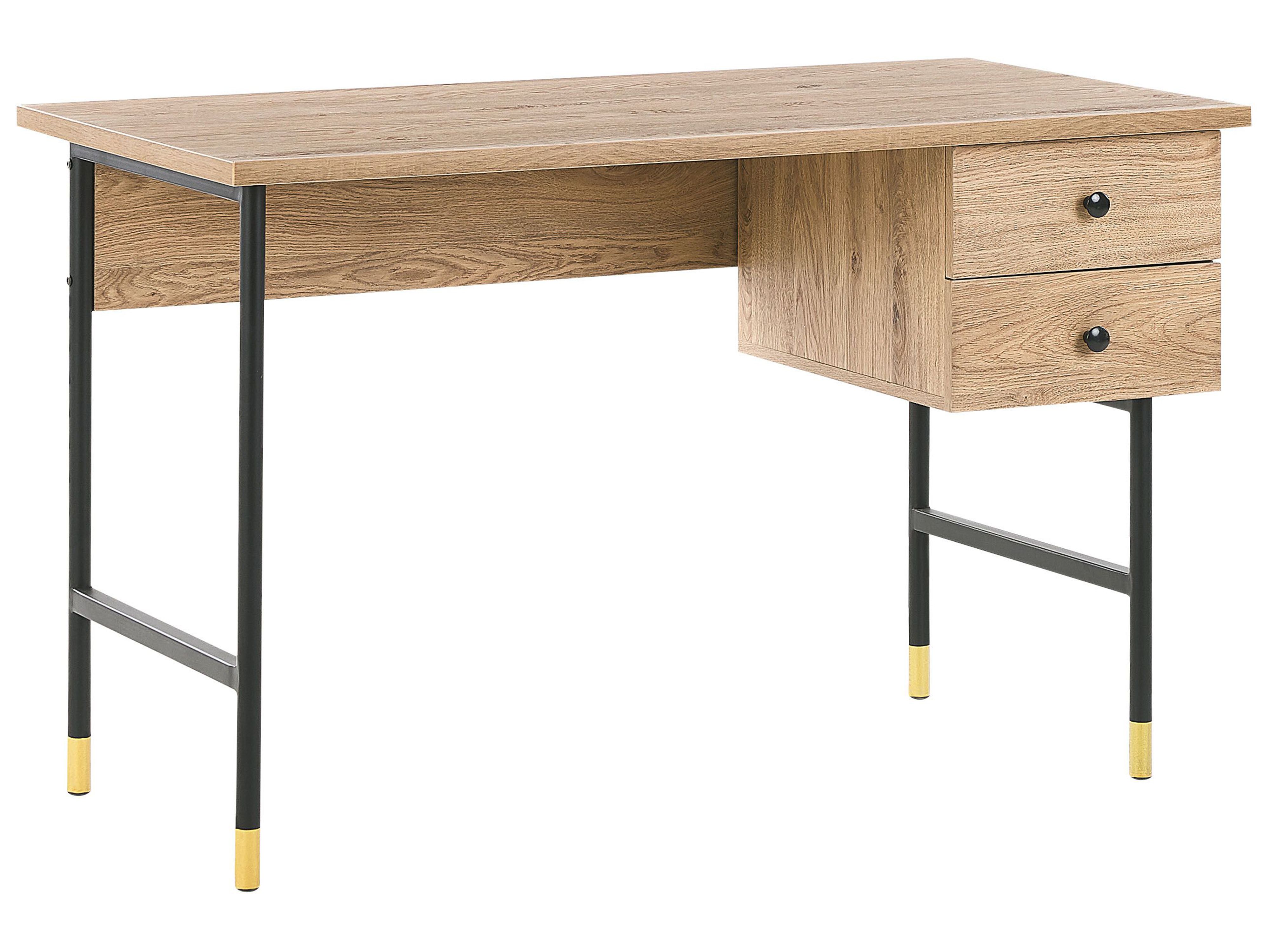 Home Office Desk ABILEN Light Brown 120 cm 60 cm with Drawers