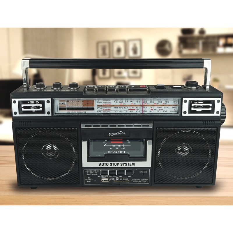 Supersonic 4-Band Radio and Cassette Player with Bluetooth - MIDNIGHT VELVET CATALOG
