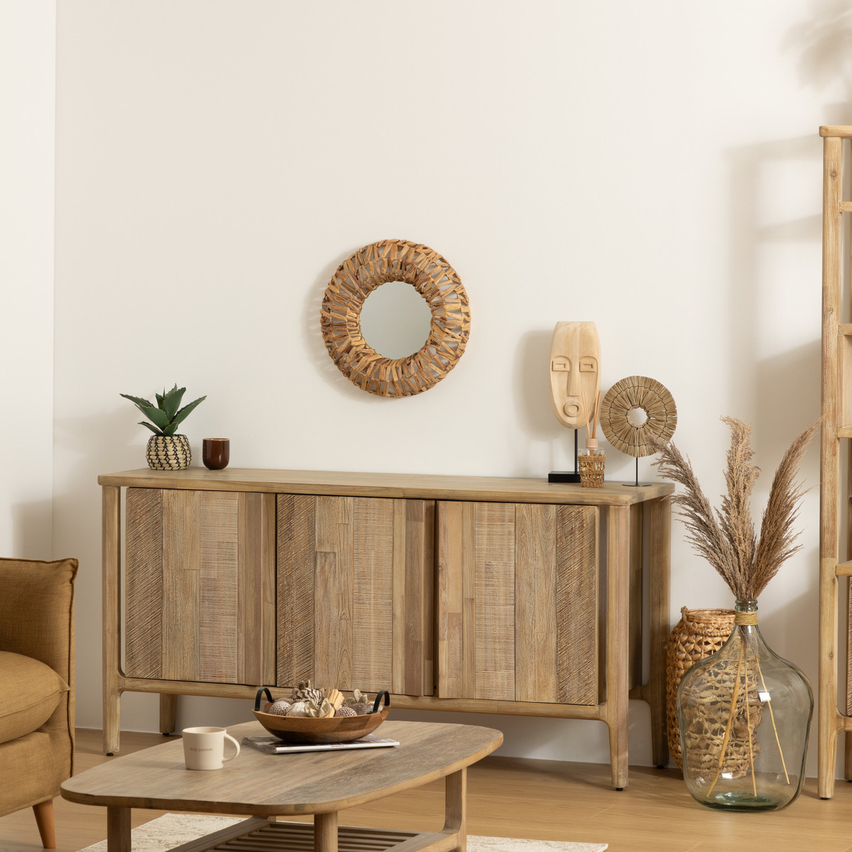 Woven mirror "Beatriz" Natural fibre, D.45 cm