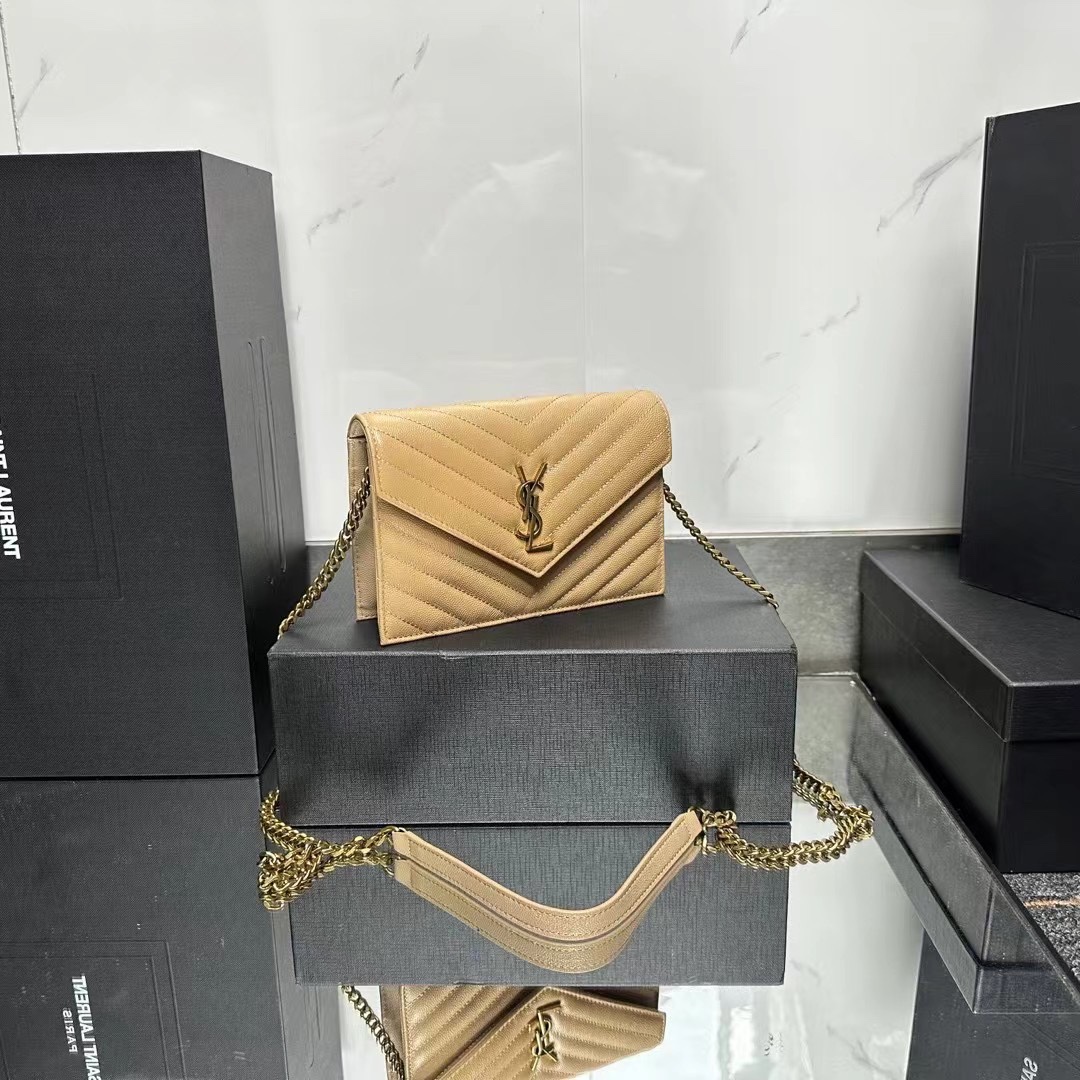 YSL Chain Shoulder Bag- Beige Leather & Gold Hardware1:1High-quality replica