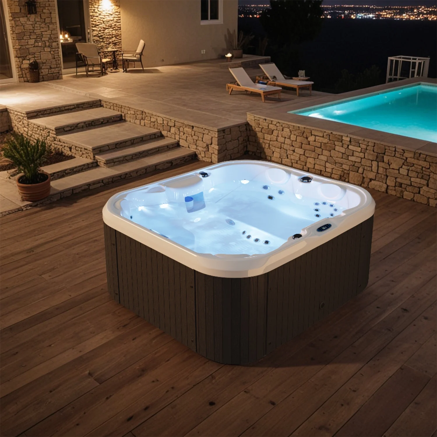 Patiowell 2 Person Home Spa Hot Tub for Outdoor, with 41pcs Massage Jets, LED lighting, Built-In Water Purification System, 900L, Black - Image 13