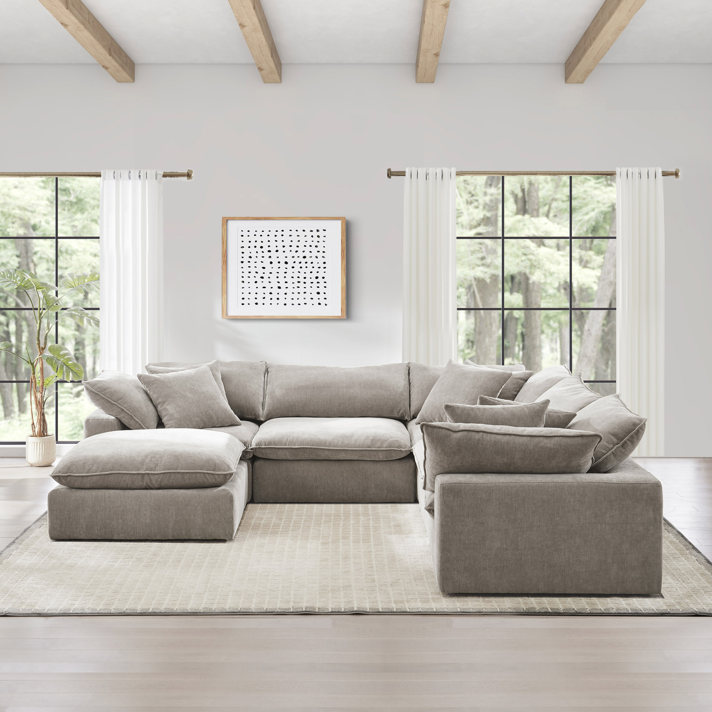Sereen 6-piece Fabric Modular Sectional, Taupe - Image 6