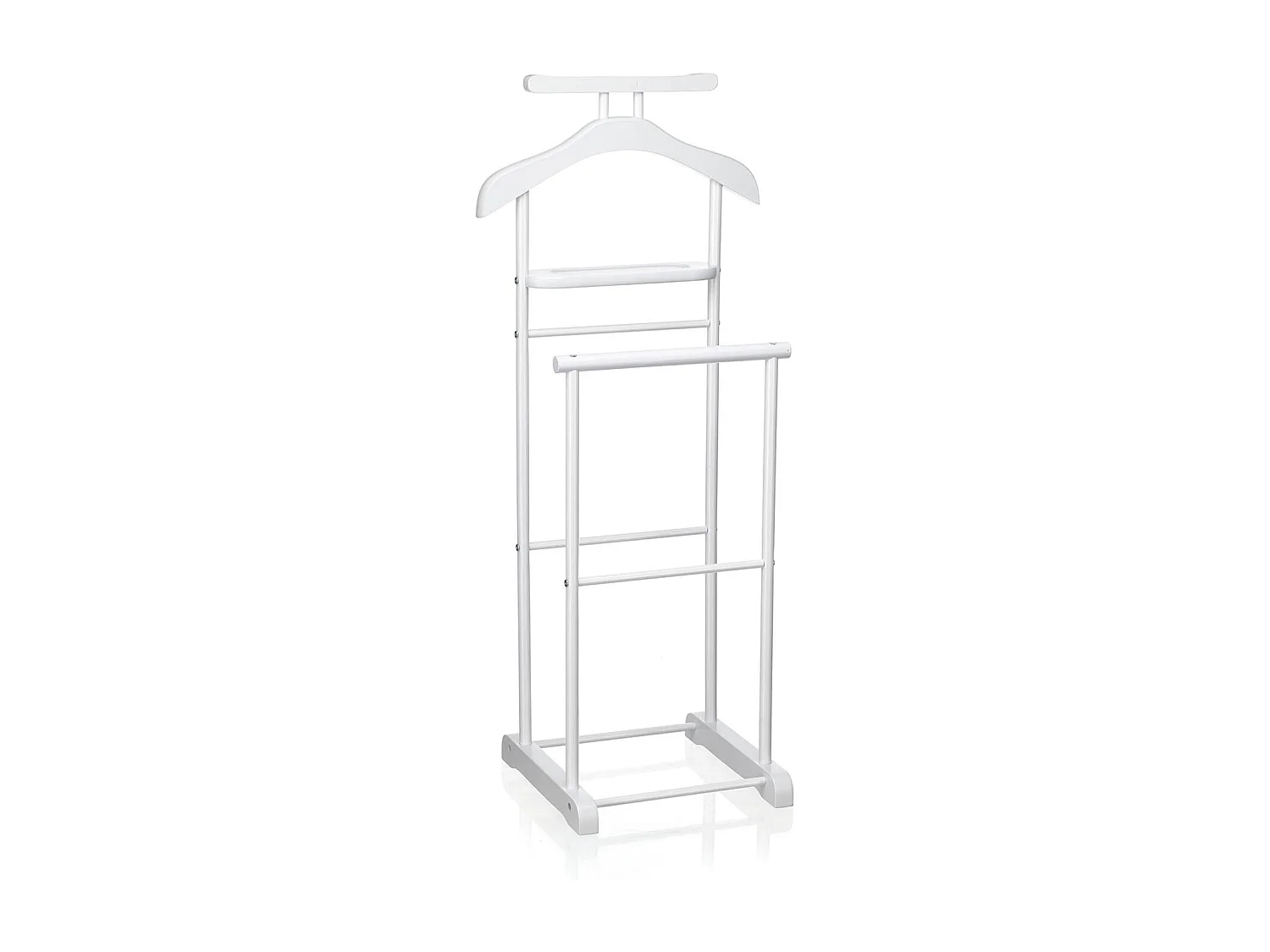 Valet de chambre MEDINA chevalet de nuit double portant pour vêtements, en MDF et métal laqué blanc