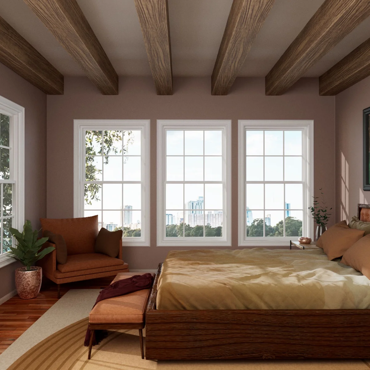 Ekena Millwork 3 1/2"W x 3 1/2"H x 120"L 3-Sided (U-Beam) Mena HeritageTimber Faux Wood Ceiling Beam, Kona Brown - Image 56