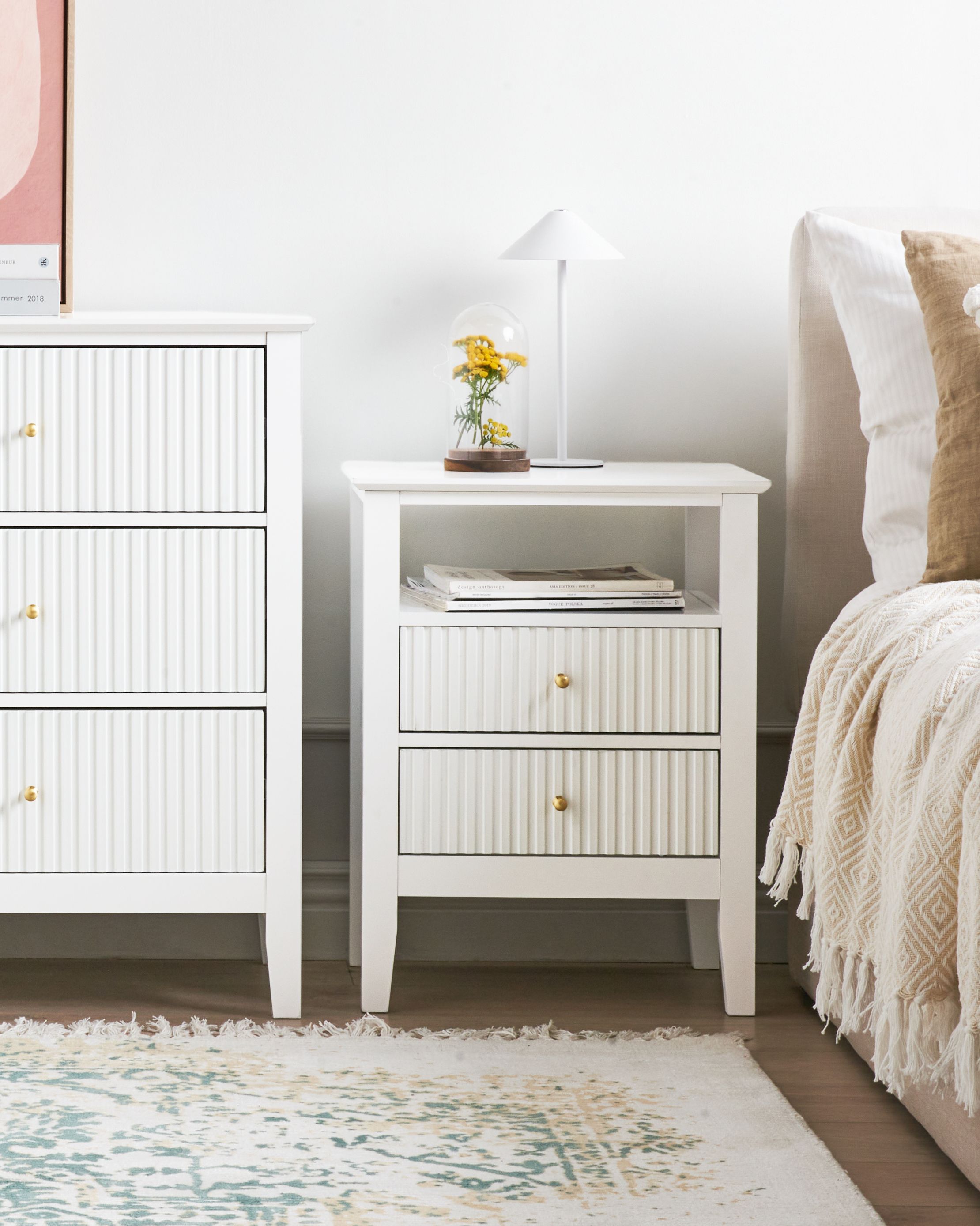 2 Drawer Bedside Table ASSISI White
