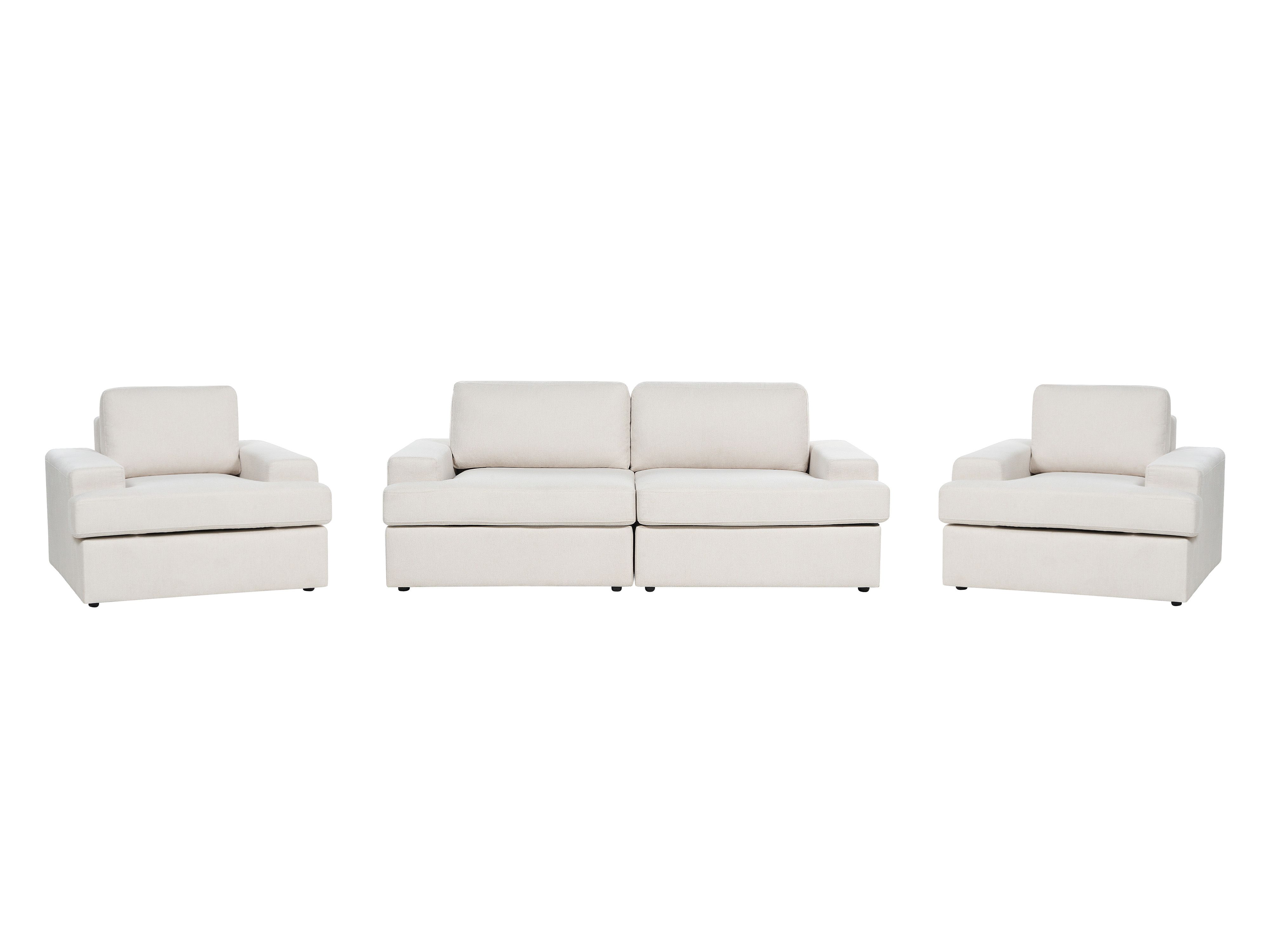Living Room Set 5 Seater ALLA Fabric Light Beige