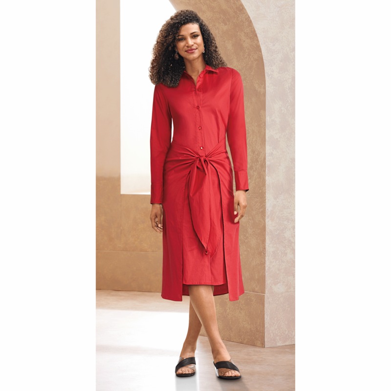 Dasha Tie-Waist Shirtdress - MIDNIGHT VELVET CATALOG