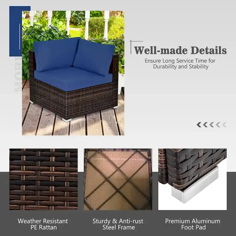 8-Piece All-Weather PE Rattan Patio Conversation Set With Fire Pit Table, Tank Holder And Cover - Image 7 8-Piece All-Weather PE Rattan Patio Conversation Set With Fire Pit Table, Tank Holder And Cover - Image 7