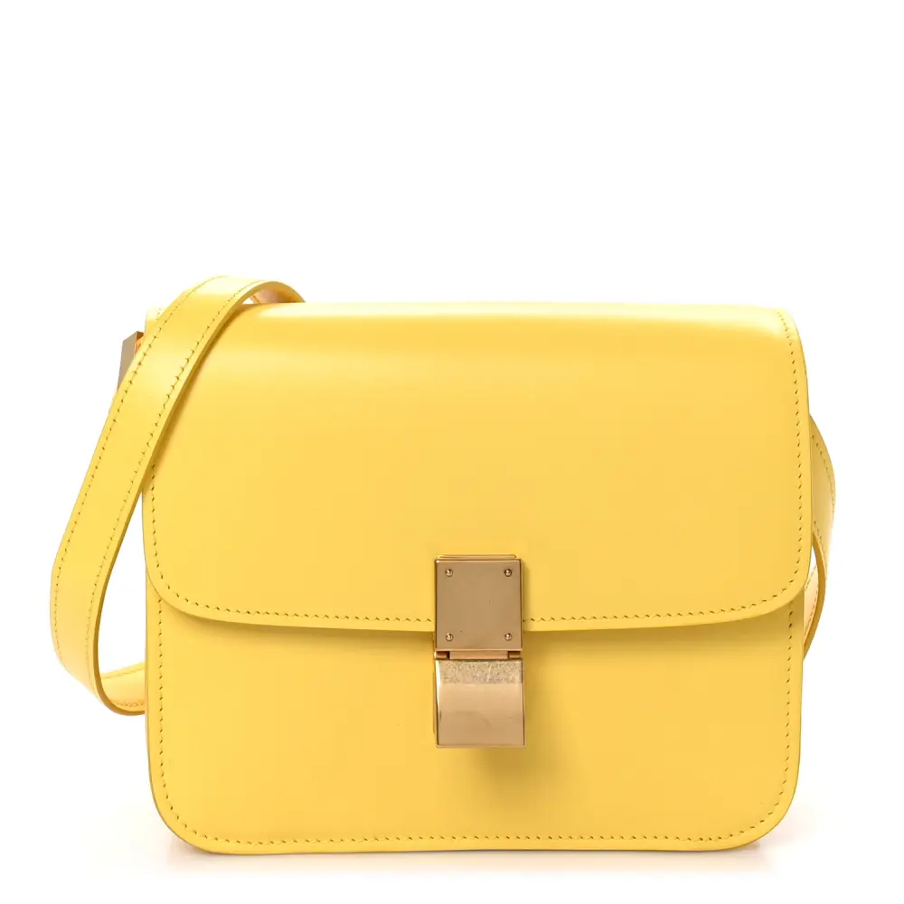 Celine Replica Handbags – Yellow Box Leather Small Teen Design1:1High-quality replica
