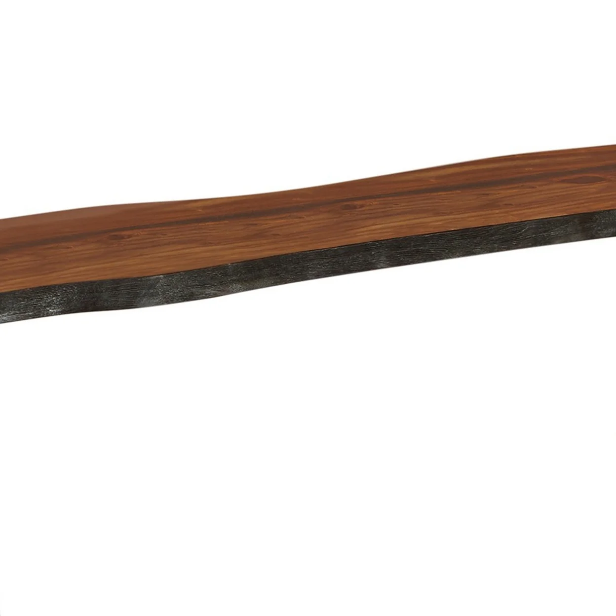 Maze 70 Inch Dining Bench Live Edge Seat Top Sled Base Chestnut Brown - Saltoro Sherpi
