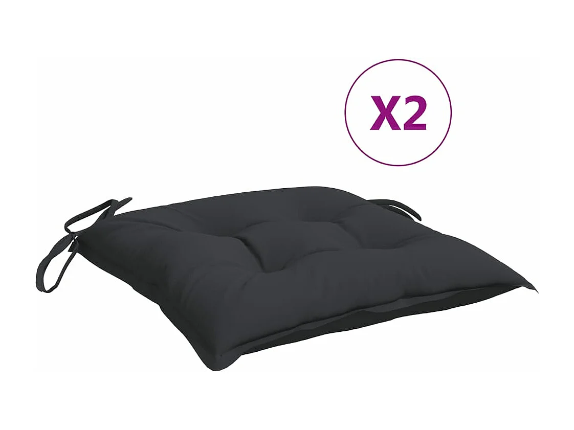 Coussins de chaise lot de 2 noir 40x40x7 cm tissu oxford