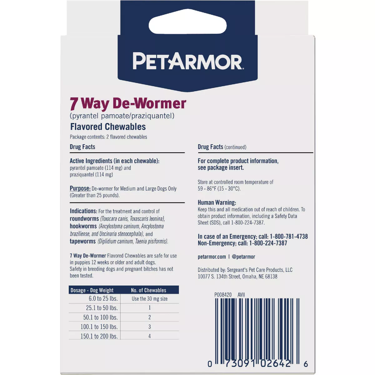 PetArmor 7-Way De-Wormer for Medium & Large Dogs (2-Pack)