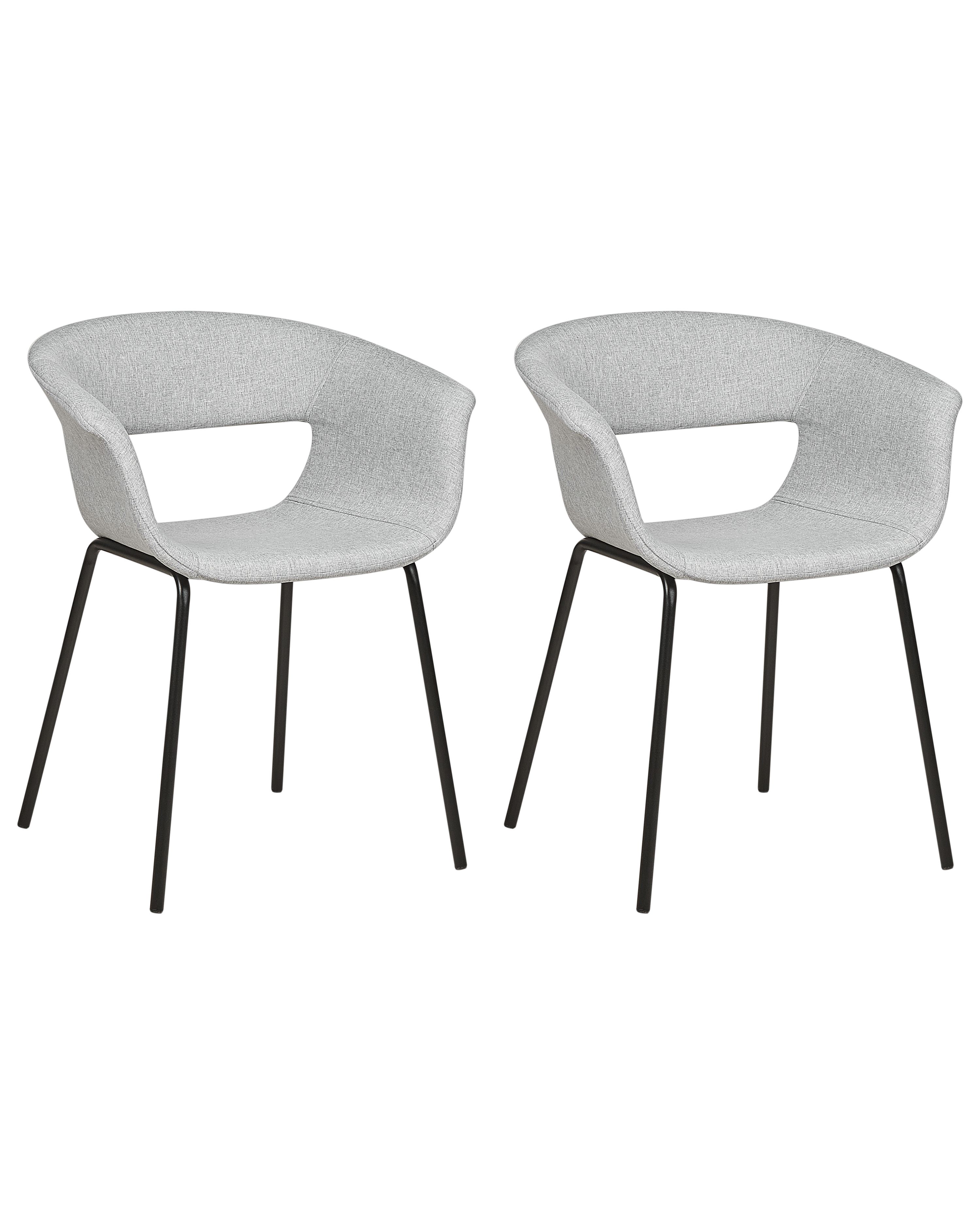 Set of 2 Dining Chairs ELMA Fabric Light Grey