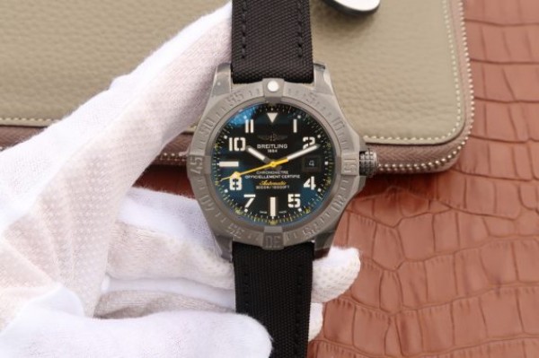 Replica Breitling Avenger II Seawolf PVD GF Black Dial Black Nylon Strap A2824 - Top club