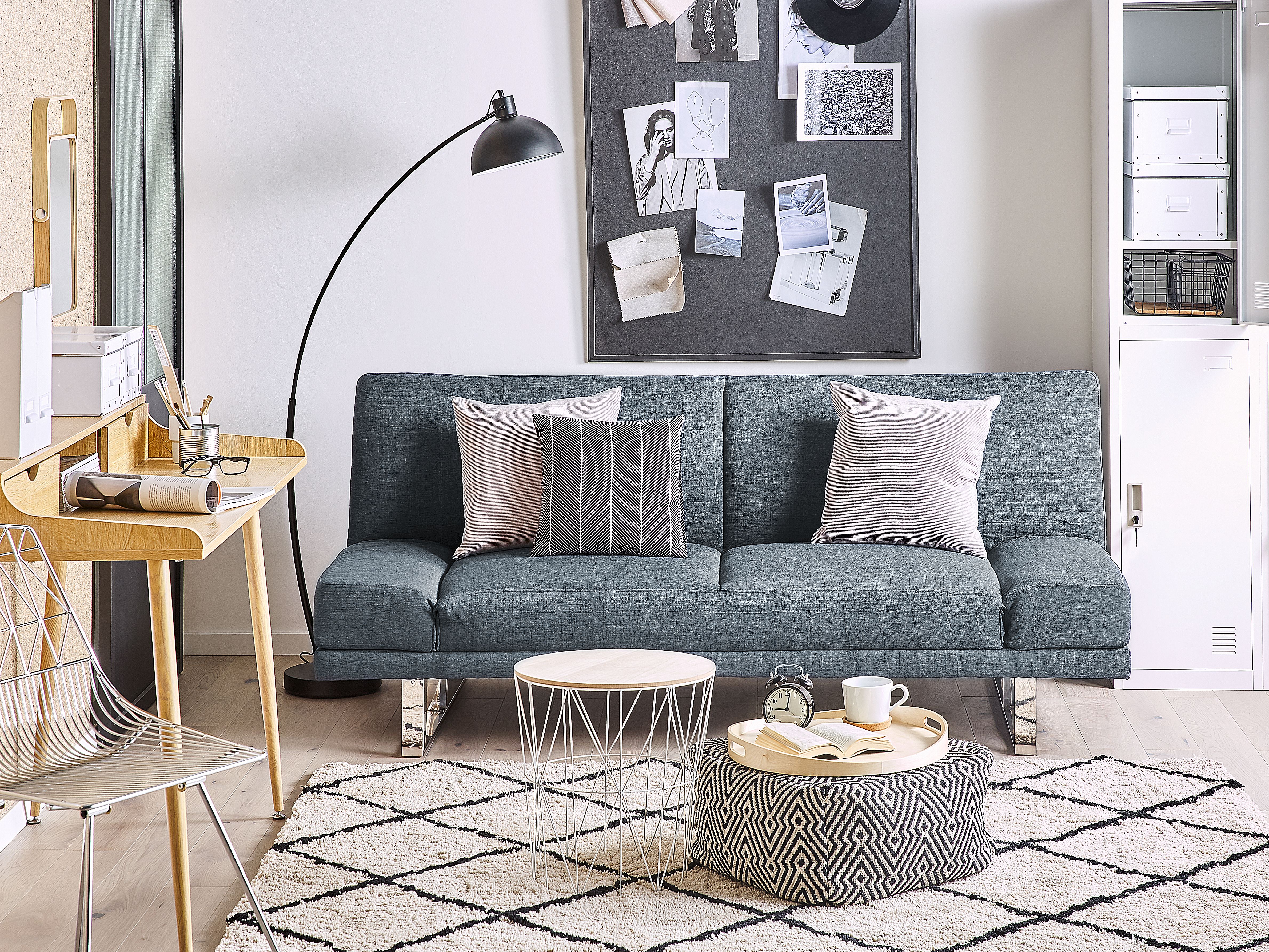 Sofa Bed 2 Seater YORK Fabric Blue