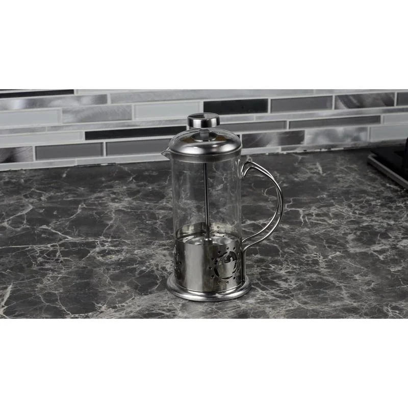 Single Serve French Press Coffee Maker �C 12 oz Mini Stainless Steel & Glass Brewer for 1 Cup, Portable & Affordable Manual Coffee Press with Fine Mesh Filter for Home, Travel, or Camping