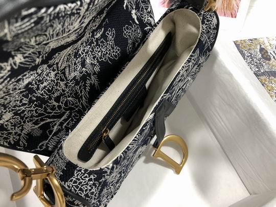 Saddle Bag Blue Toile de Jouy Reverse Jacquard – DB0801:1High-quality replica
