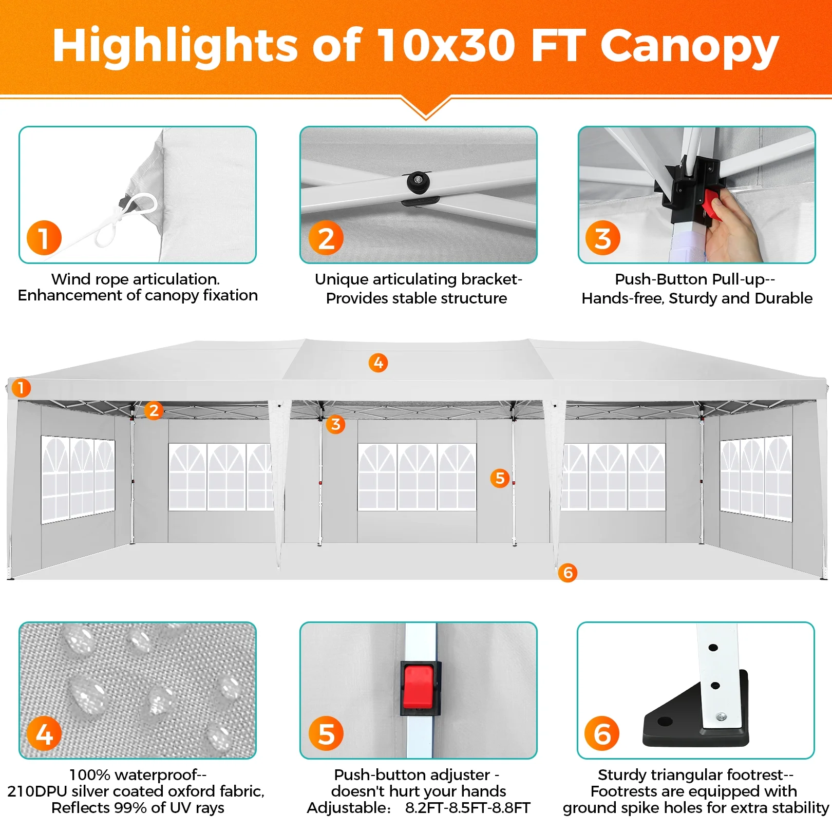 SANOPY 10'x10' EZ Pop Up Canopy Tent Outdoor Party Instant Shelter Portable Folding Beach Canopy with 4 Sandbag & Carrying Bag, Black - Image 38