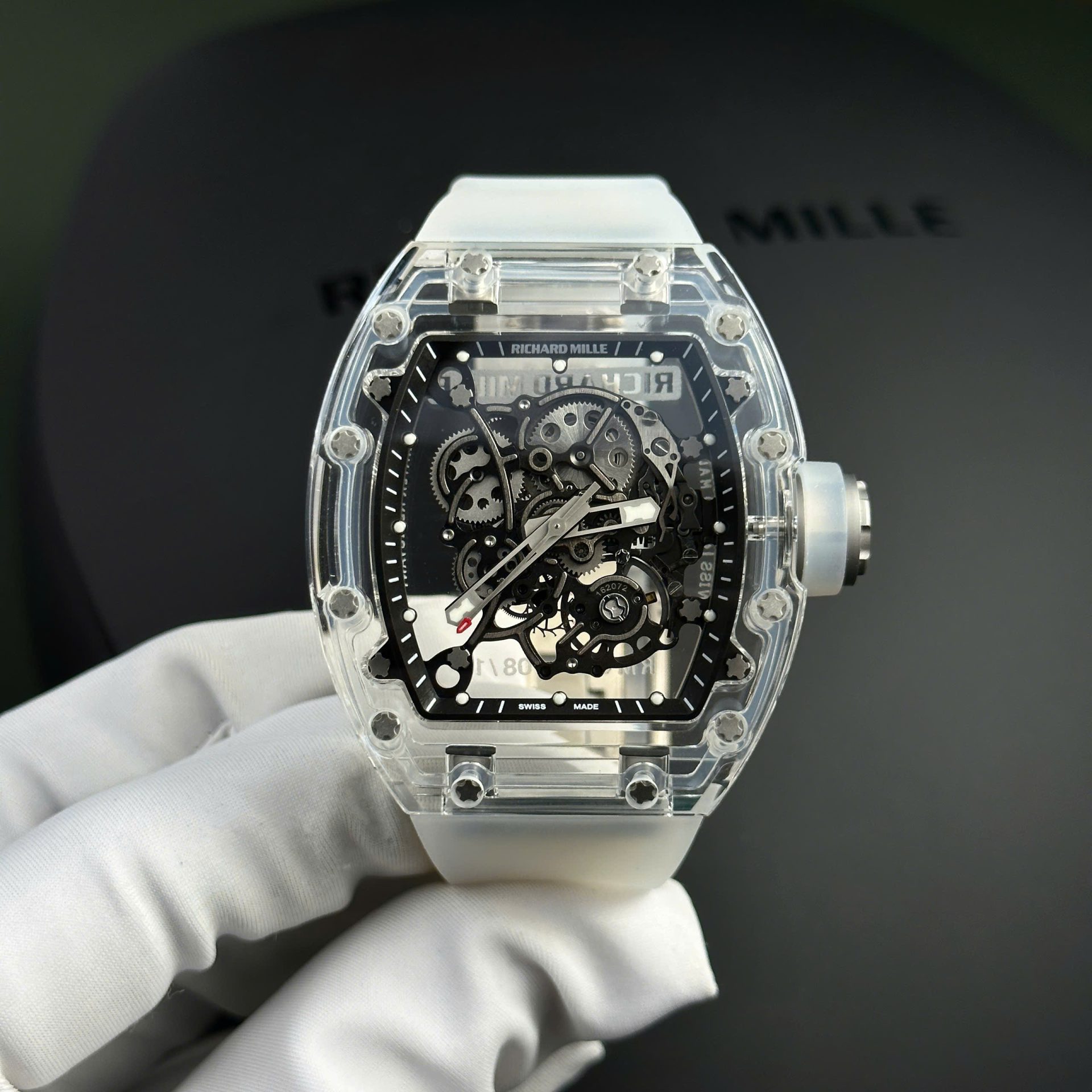 Richard Mille RM055 Sapphire Crystal Replica Watch Rubber Strap 45mm - Top club