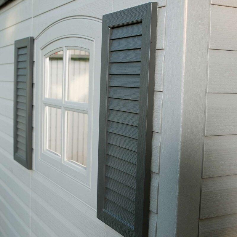 Lifetime Side Entry Plastic Storage Shed 15 ft W x 8 ft D Gray/Beige - 6446 - Image 7 Lifetime Side Entry Plastic Storage Shed 15 ft W x 8 ft D Gray/Beige - 6446 - Image 7
