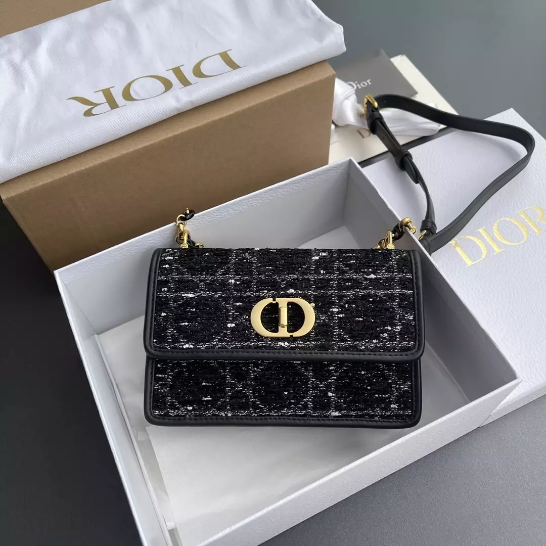 Miss Caro Mini Bag Black Cannage Tweed Embroidery1:1High-quality replica