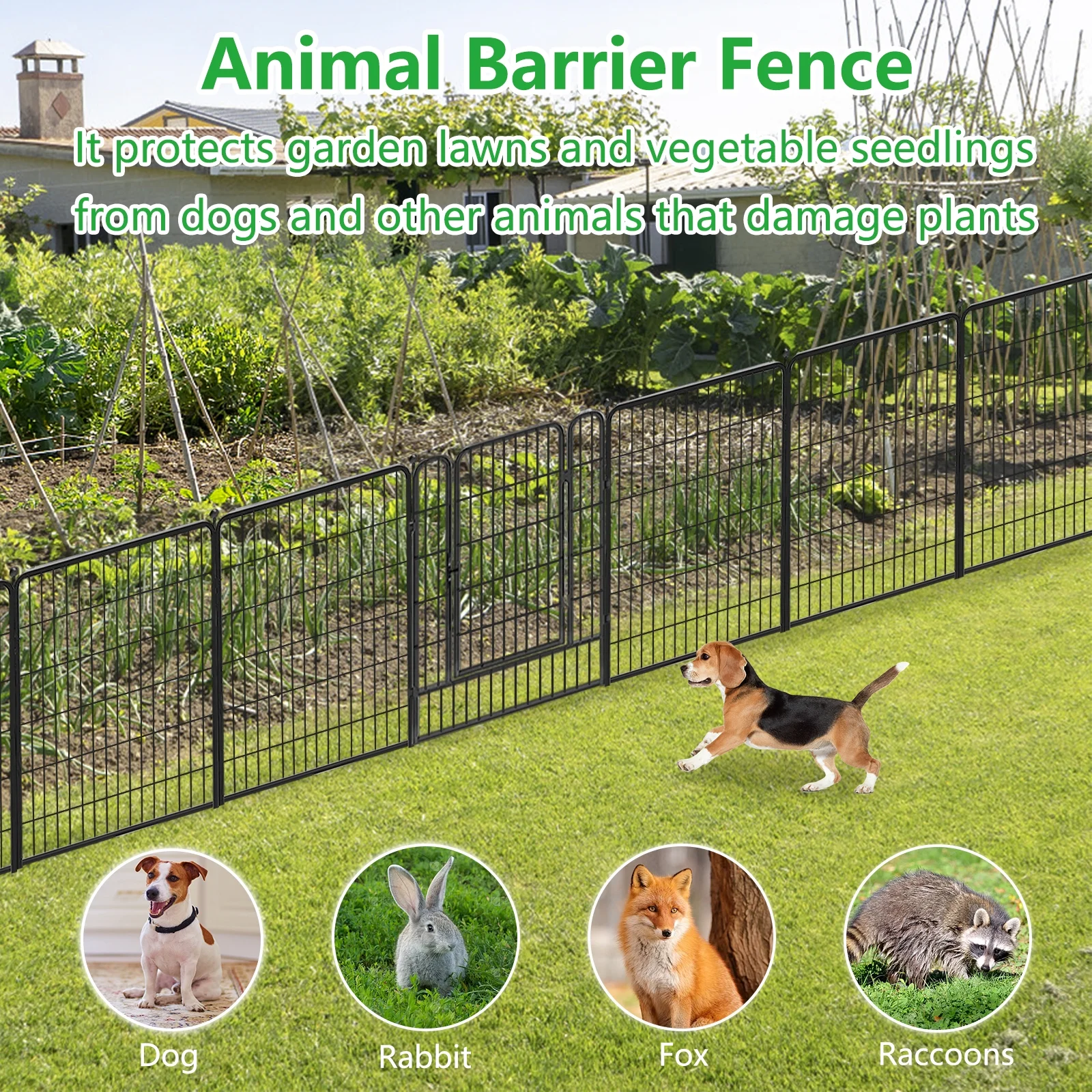 Txh001 Metal Garden Fence 28ft(L)��40in(H) Animal Barrier Metal Decorative Garden Fencing with Gate - Image 6