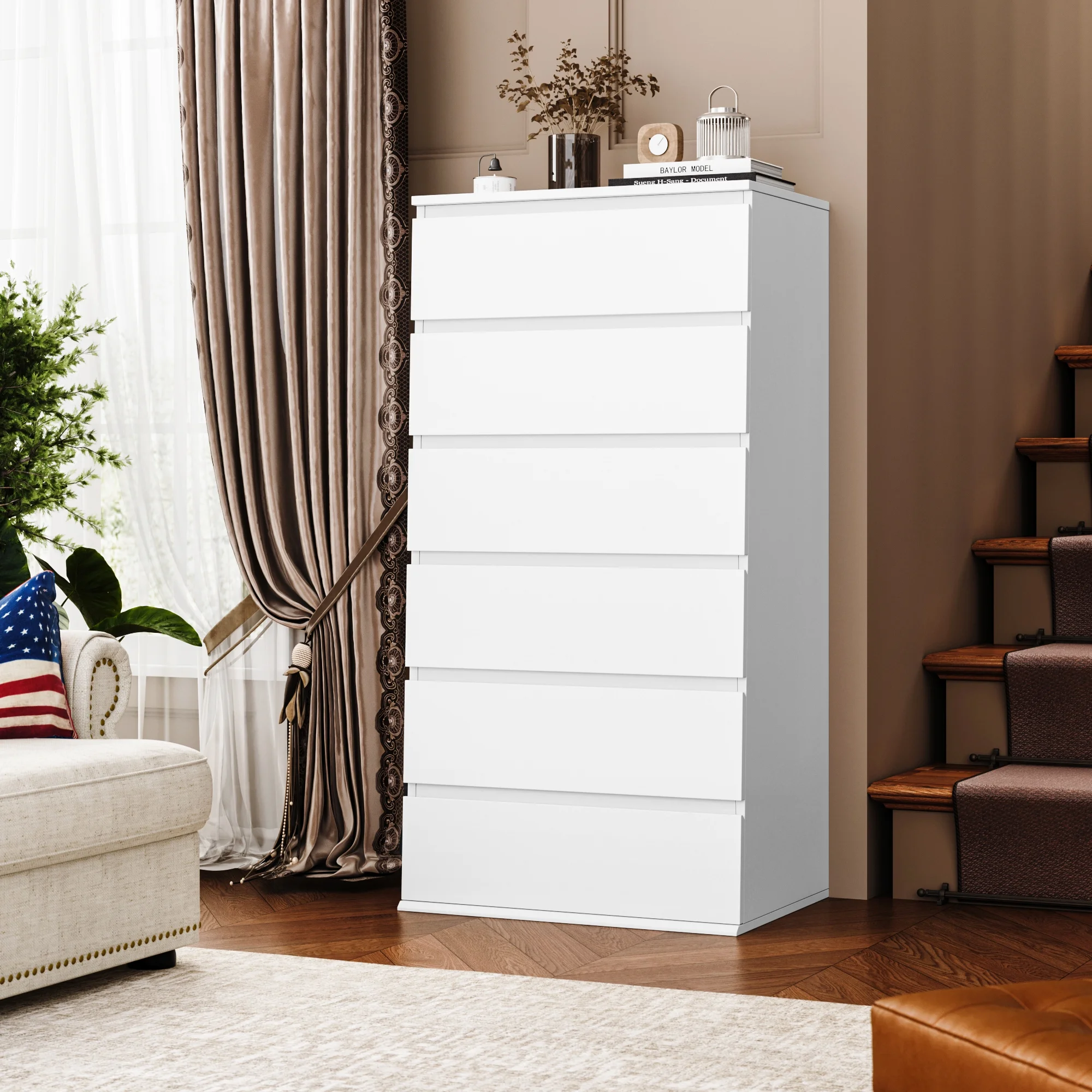 Homfa 5 Drawer White Dresser, Modern Storage Cabinet for Bedroom,Tall Chest of Drawers for Living Room - Image 20