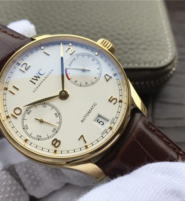 Replica IWC ZF Portuguese IW500101 YG White Dial Leather Strap A52010 - Elite Watch Atelier