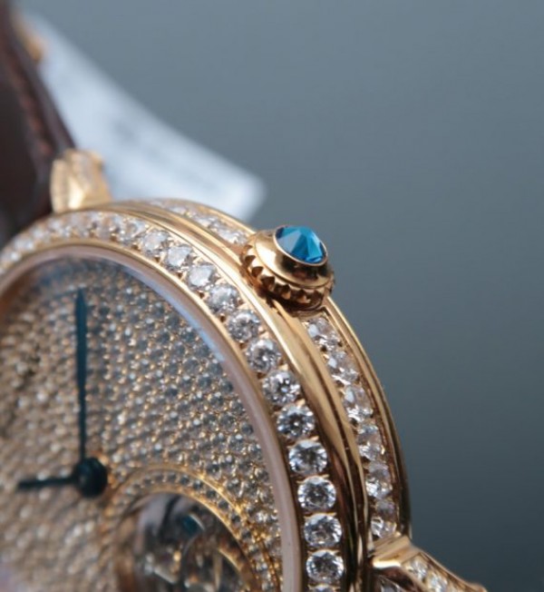 Replica Cartier Tourbillon YG Diamonds Dial Bezel Leather Strap - Top club