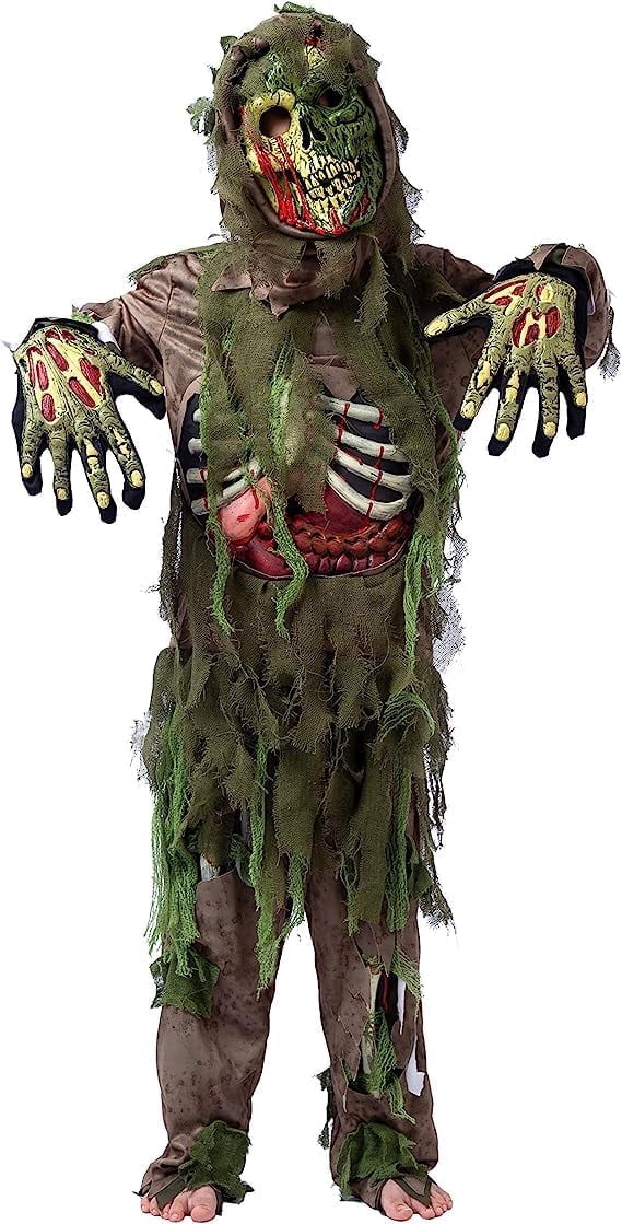 Joyfy Halloween Swamp Skeleton Living Dead Zombie Costume for Boys, Scary Zombie Costume for Kids Halloween Monster Themed Party Dress Up - Image 8 Joyfy Halloween Swamp Skeleton Living Dead Zombie Costume for Boys, Scary Zombie Costume for Kids Halloween Monster Themed Party Dress Up - Image 8