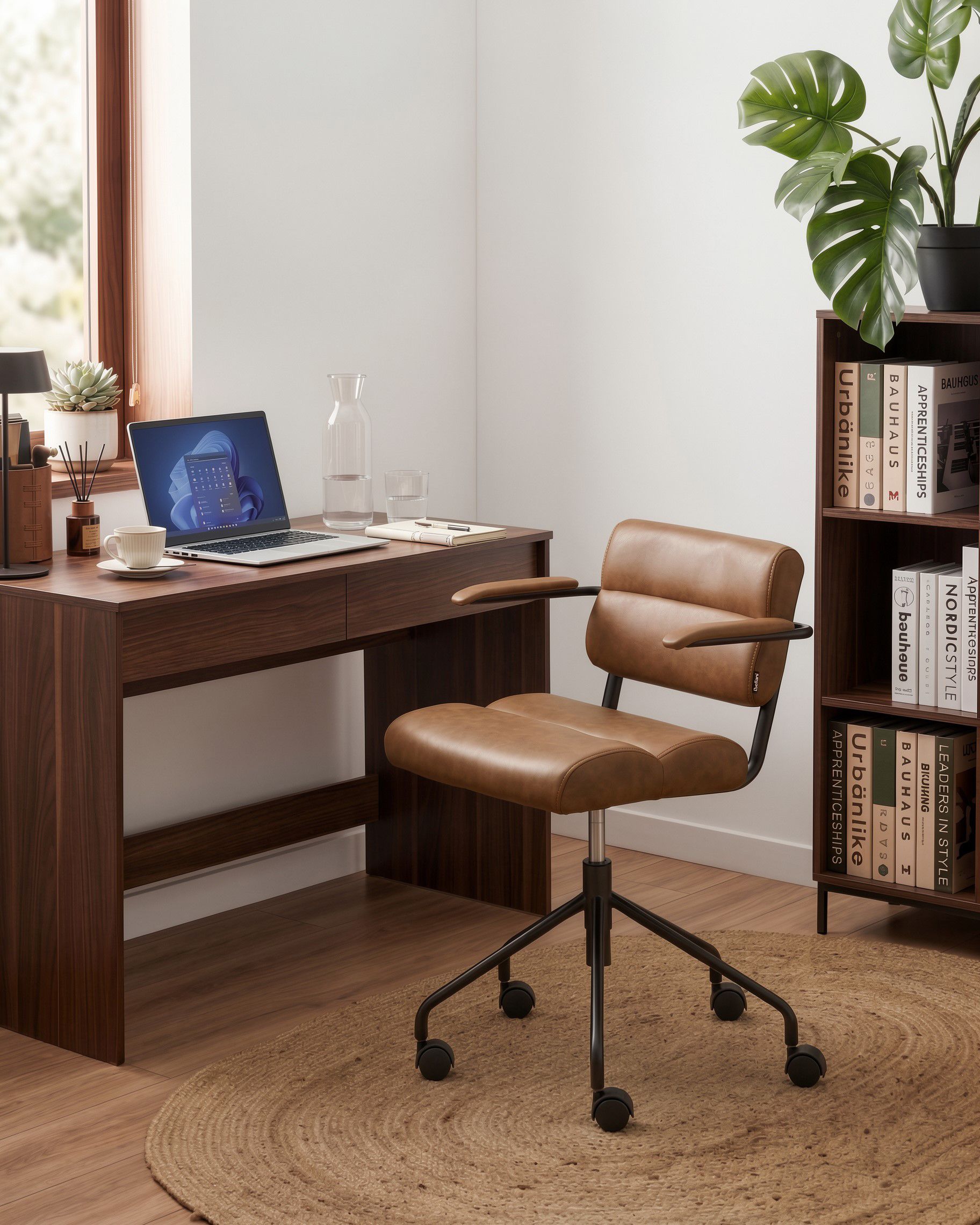 Desk Chair CANDOR Faux Leather Brown