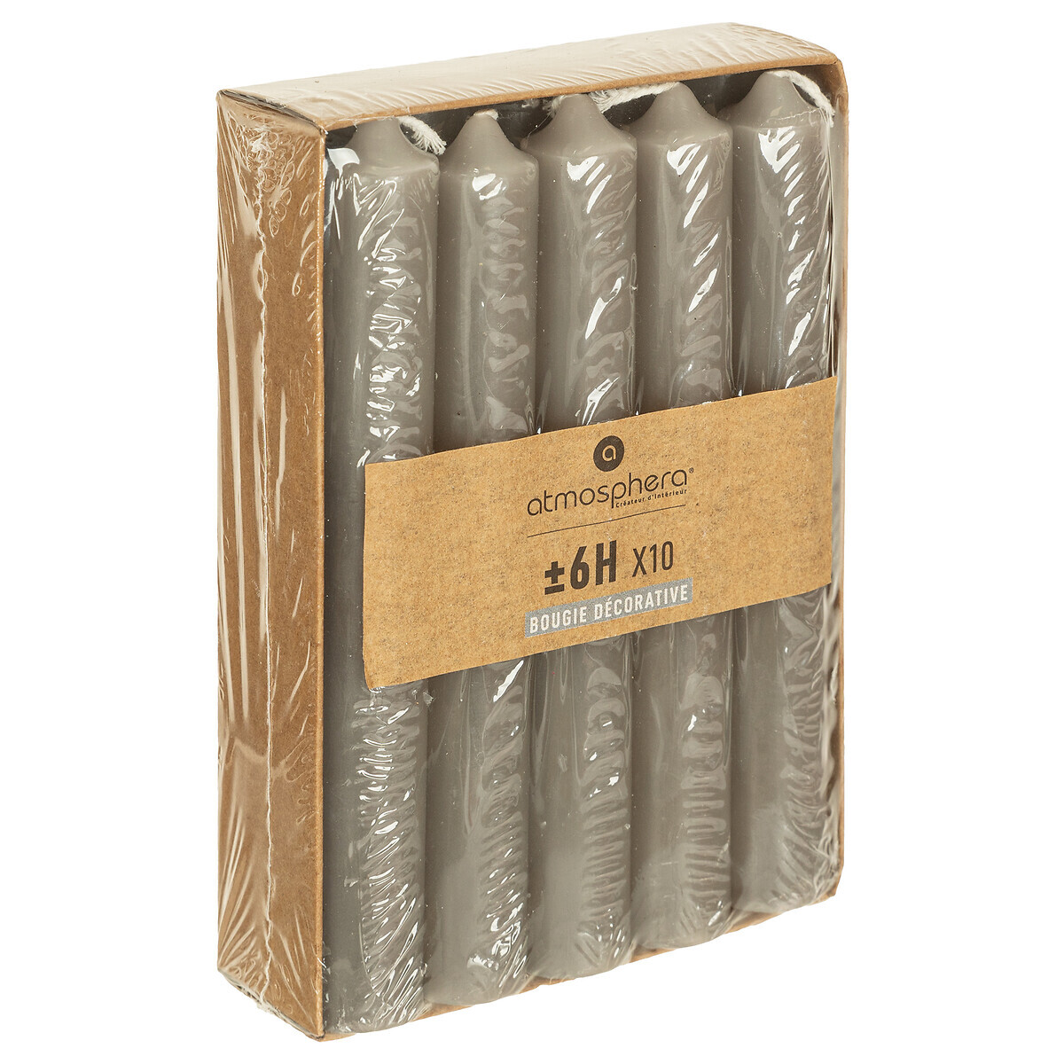 Set of 10 candlesticks Grey, 45g