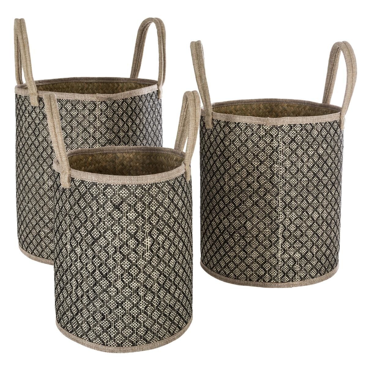 Set of 3 baskets handled "Nomad" Reed, D.24/28/33 cm