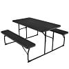 Gymax Folding Picnic Table & Bench Set for Camping BBQ w/ Steel Frame Grey