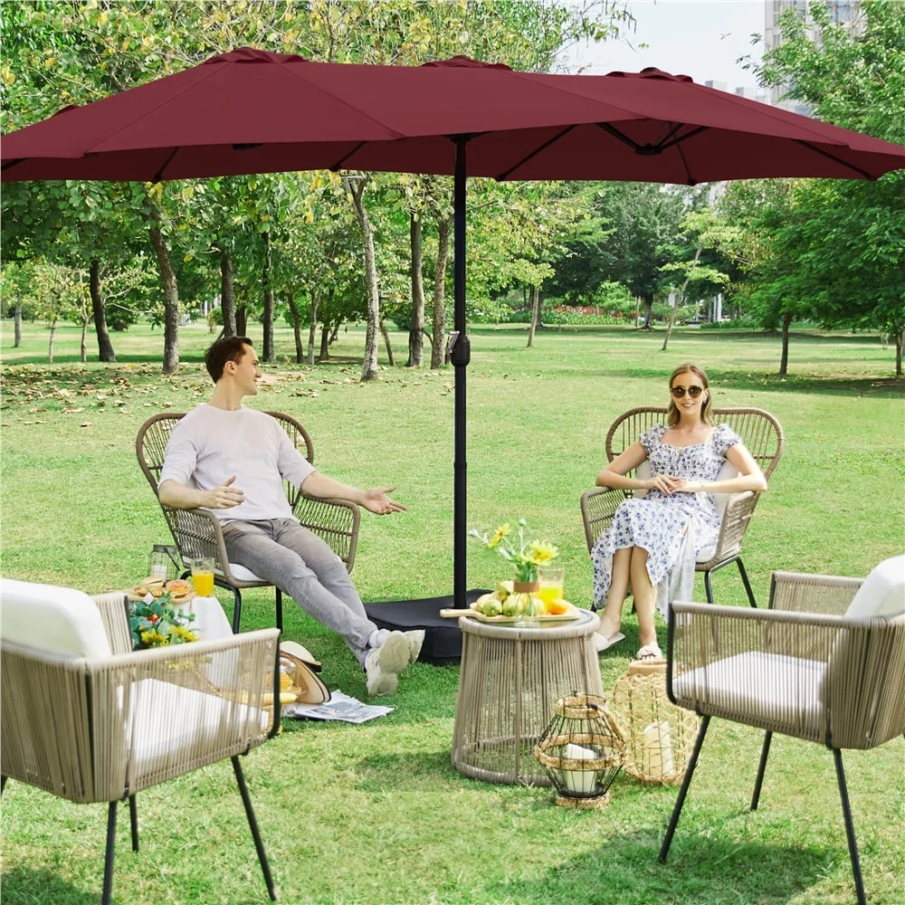 Topeakmart 13ft Patio Parasol Canopy with Crank, Tan - Image 18