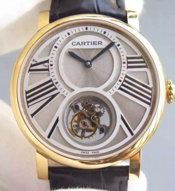 Replica Cartier Rotonde De Cartier Tourbillon YG Leather Strap - Top club