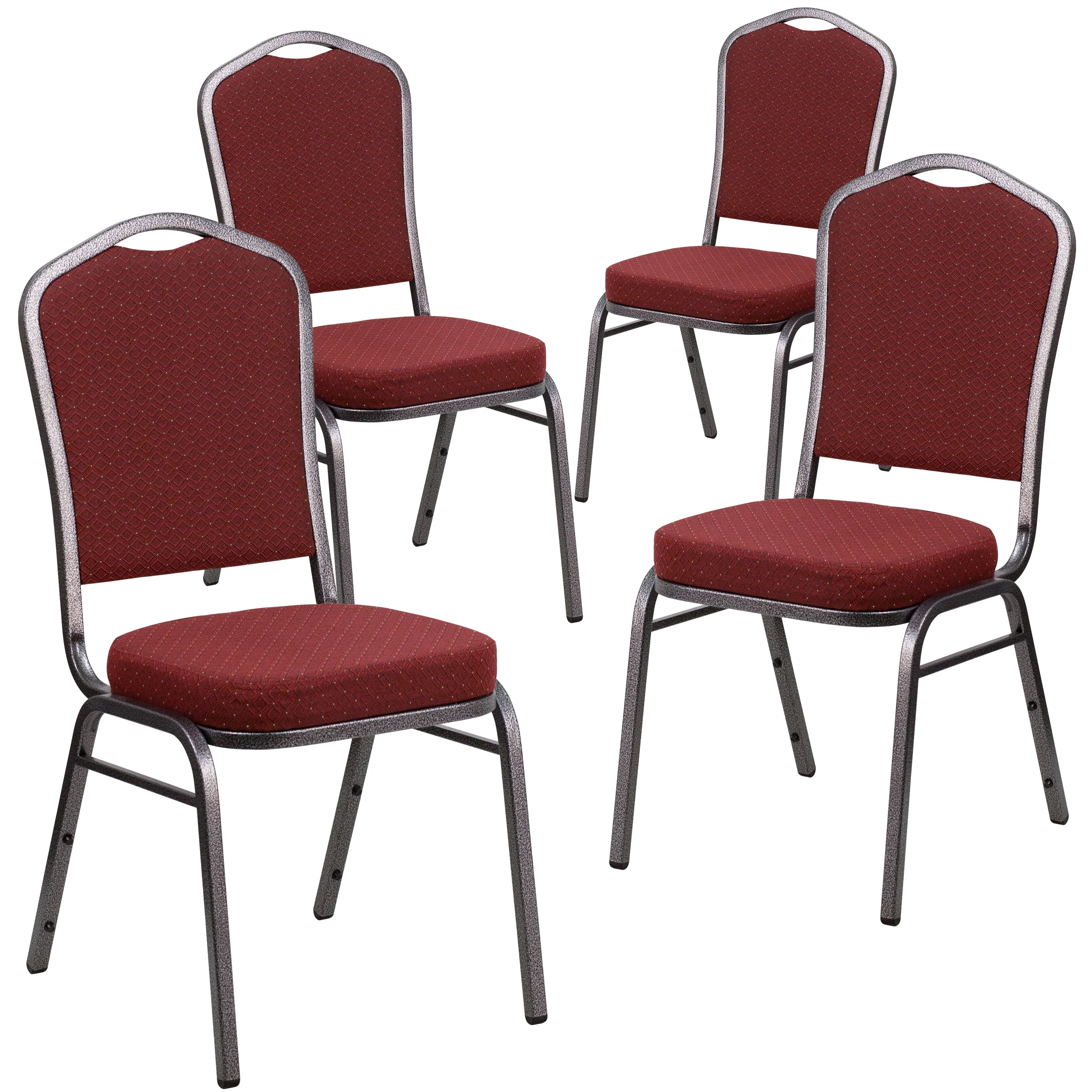 Flash Furniture 4 Pack HERCULES Series Crown Back Stacking Banquet Chair in Black Patterned Fabric - Gold Vein Frame - Image 23