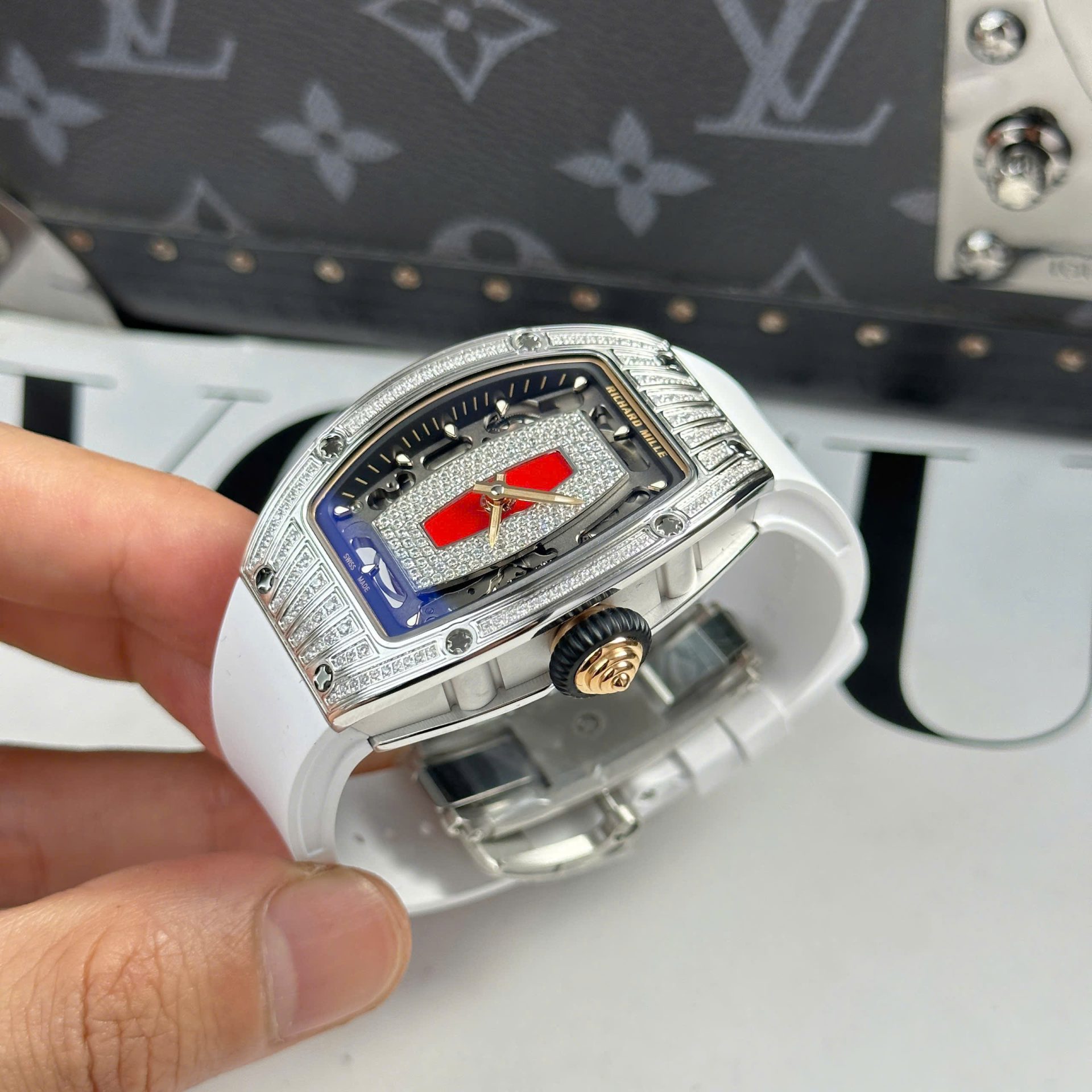 Richard Mille RM07-01 Best Replica Watches Diamonds White Rubber Strap ZF Factory 36mm - Top club