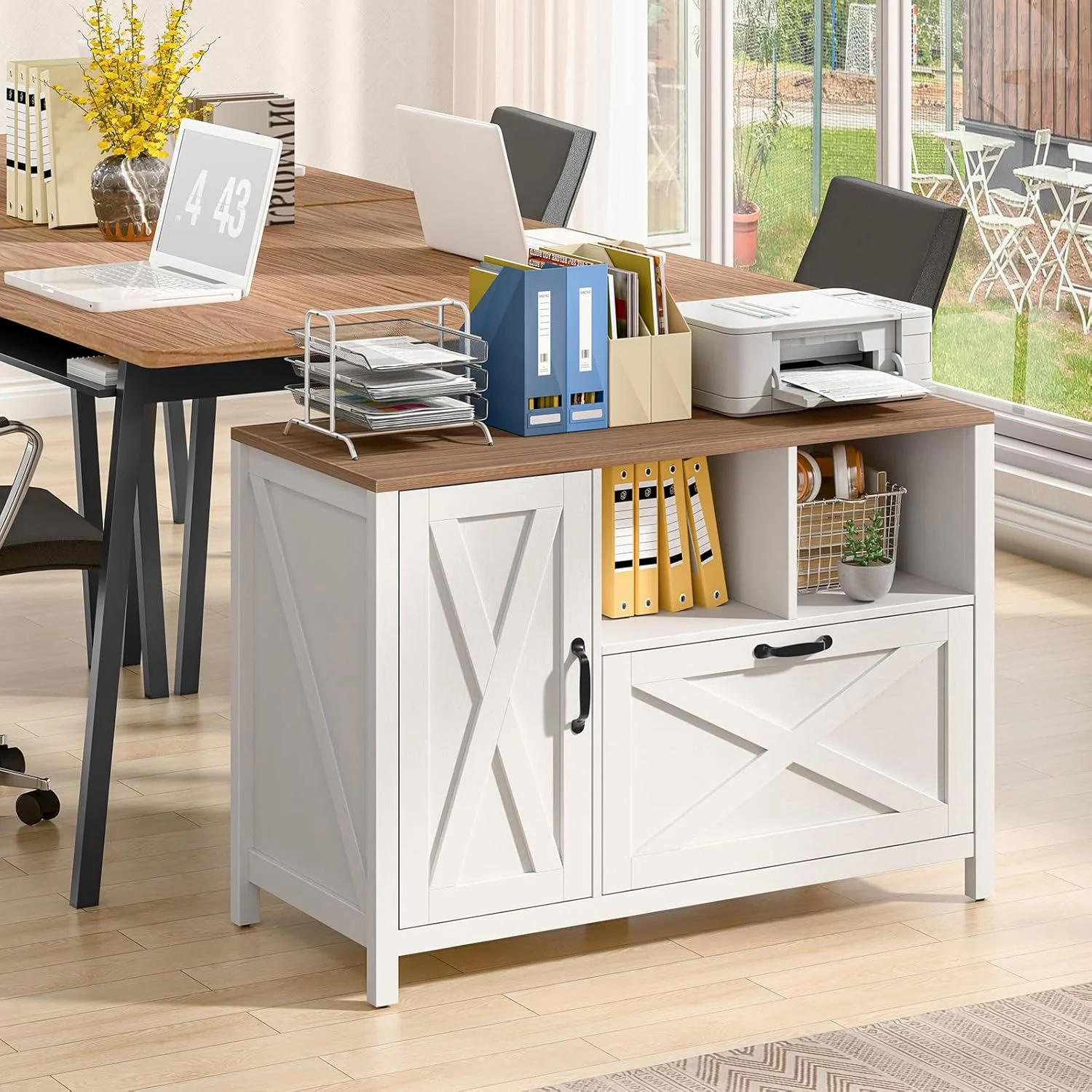 Vabches 2 Drawer Lateral File Cabinet,Mobile Wood office Cabinet for Home Office,Printer Stand with Open Storage Shelves. - Image 17