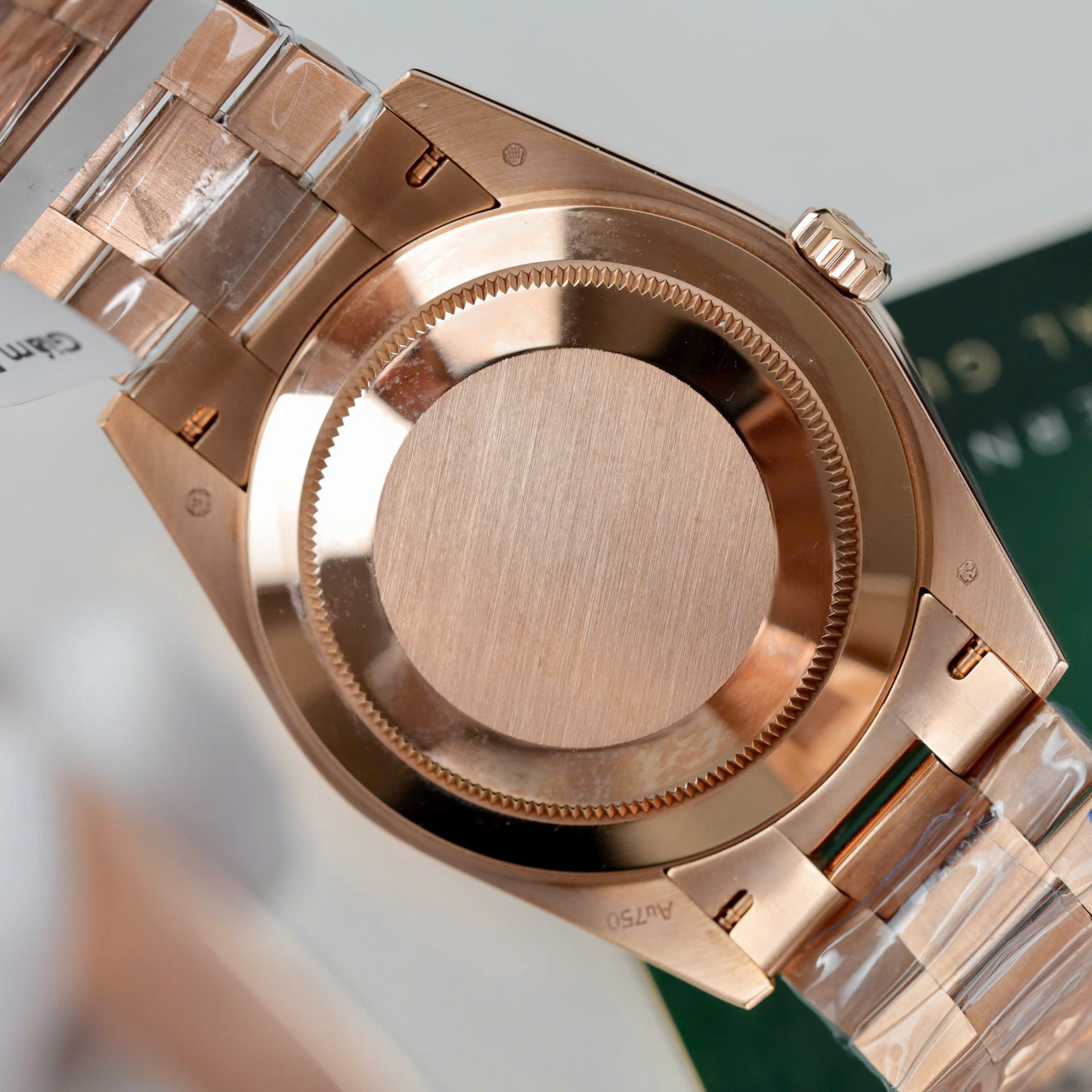 Rolex Day-Date Geen Dial Copies Watches Gold Wrapped + Diamonds Moissanite Baguette 40mm - Elite Watch Atelier