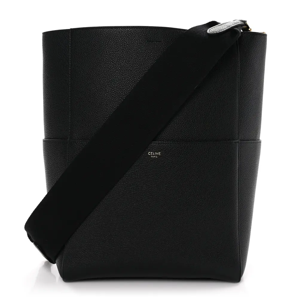 Replica Celine Black Soft Grained Calfskin Bucket Bag