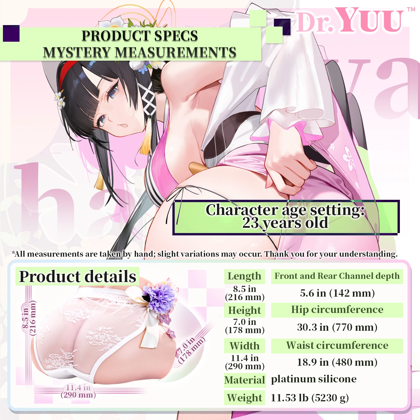 Large platinum silicone booty masturbator, 11.53 lb weight and 5.6 inch canal length