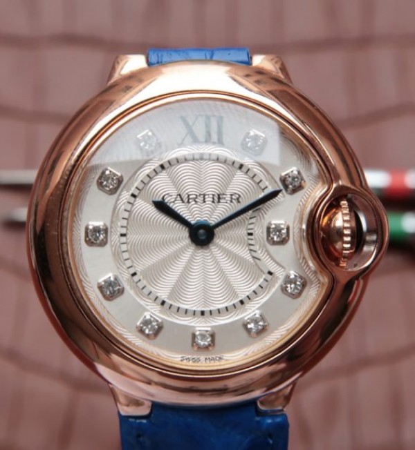 Replica Cartier Ballon Bleu 28mm Ladies RG White Dial Diamonds Markers Ronda Quartz - Top club