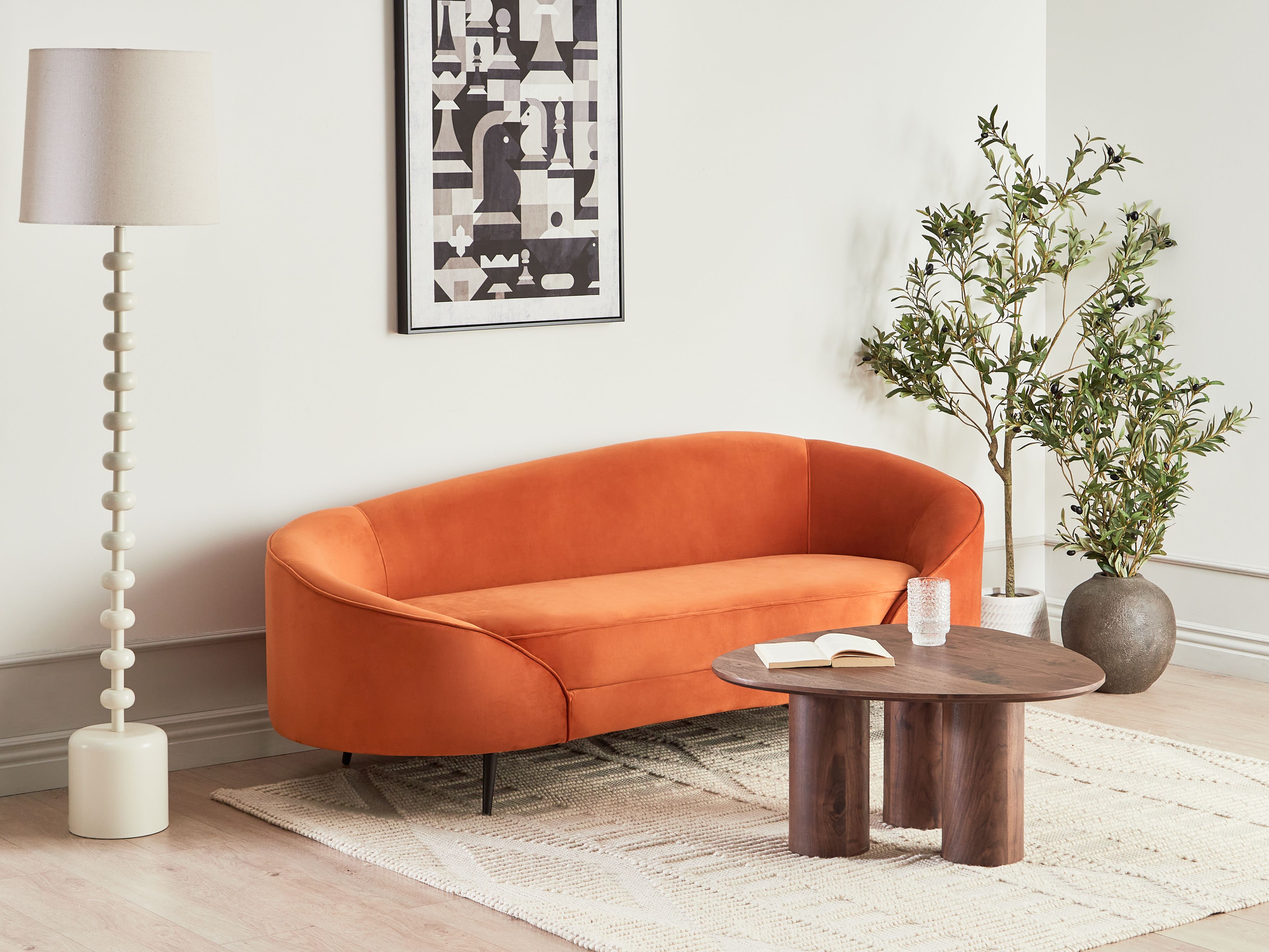 Sofa 2 Seater SAVAR Velvet Orange
