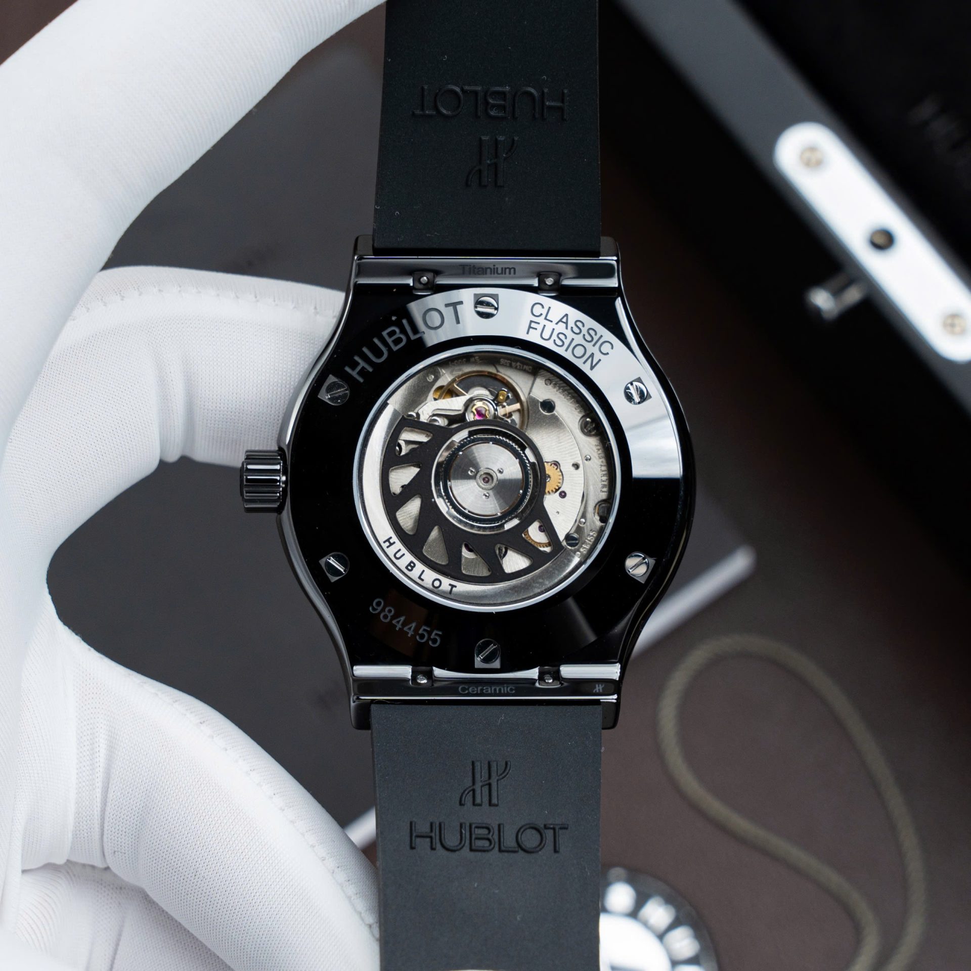 Hublot Classic Fusion Ceramic Replica Watch Carbon Dial Rubber Strap 42mm - Top club