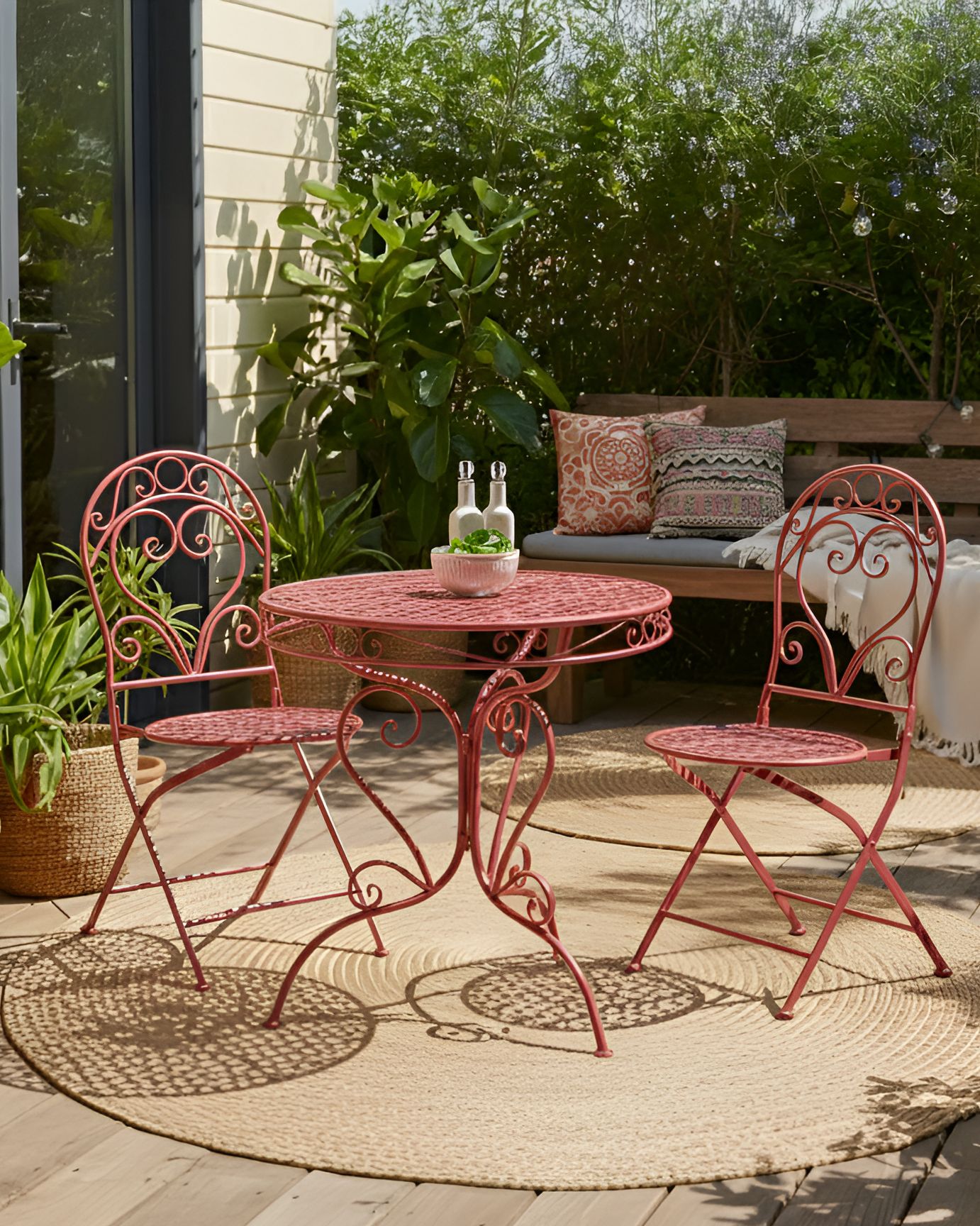 Set of 2 Garden Chairs ALBINIA Metal Burgundy
