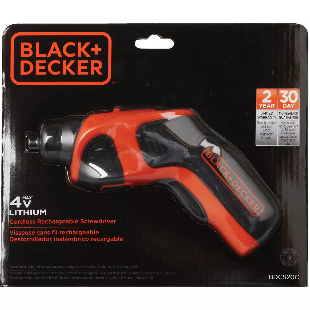 Black & Decker 4V MAX Lithium-Ion 1/4 In. Cordless Screwdriver with 1.4 Ah Battery