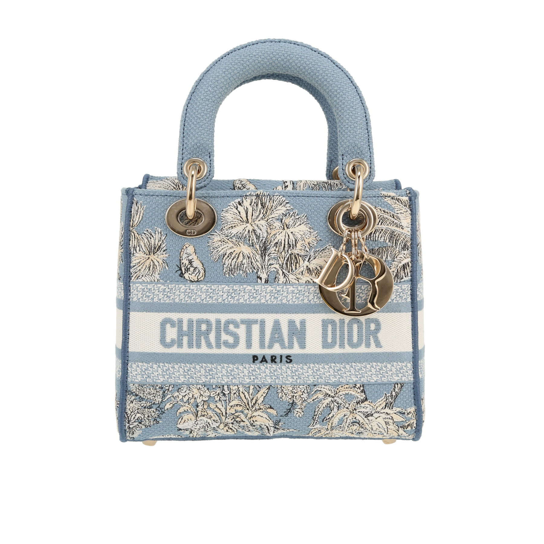Dior Lady D- Lite handbag in blue canvas1:1High-quality replica